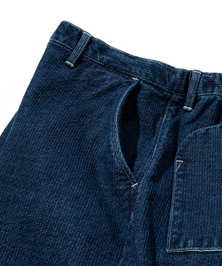 AOZORA BLUE HEAVEN(アオゾラ ブルー ヘヴン) |AOZORA刺し子デニムロールアップパンツ(MENS)