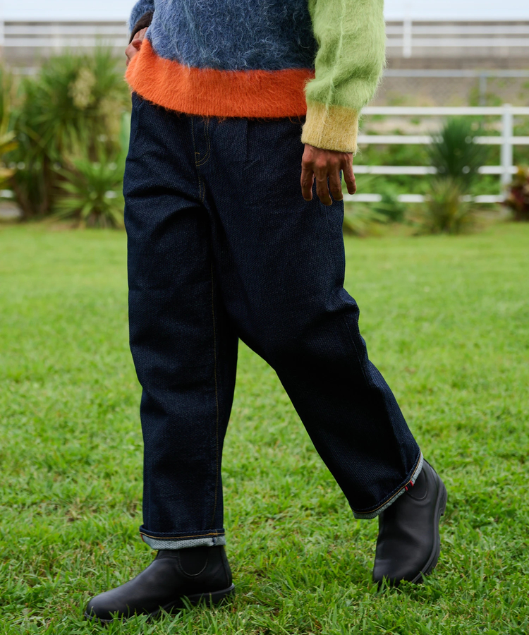 AOZORA BLUE HEAVEN(アオゾラ ブルー ヘヴン) |AOZORA 刺し子DENIM ワイドテーパードパンツ (MENS)