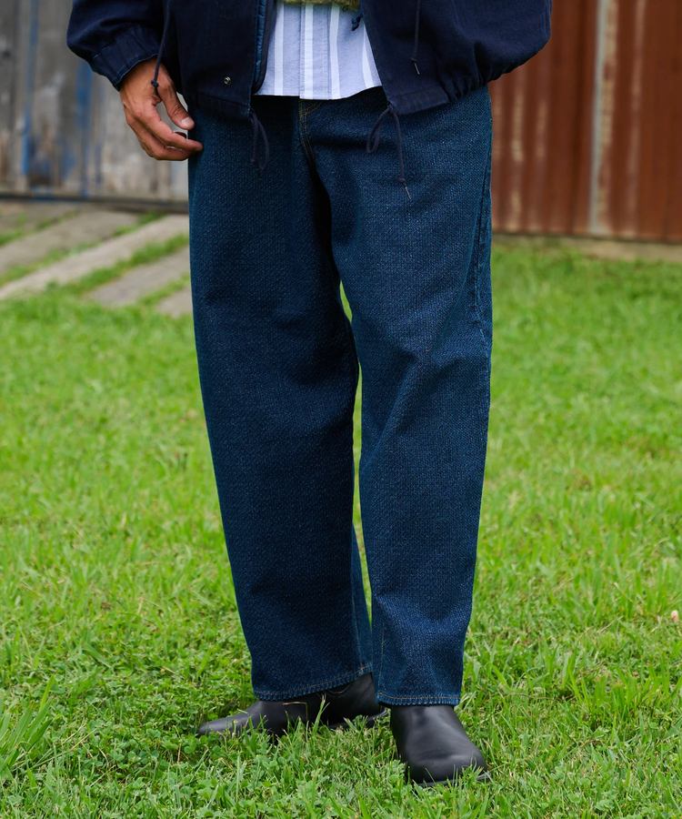 AOZORA BLUE HEAVEN(アオゾラ ブルー ヘヴン) |AOZORA 刺し子DENIM ワイドテーパードパンツ (MENS)