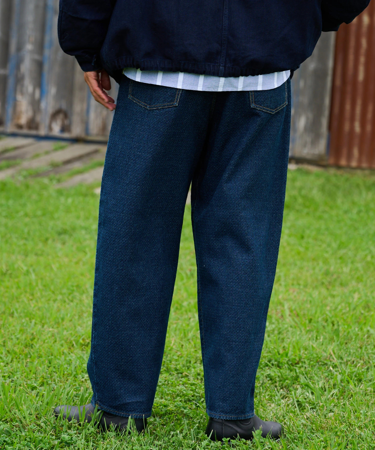 AOZORA BLUE HEAVEN(アオゾラ ブルー ヘヴン) |AOZORA 刺し子DENIM ワイドテーパードパンツ (MENS)