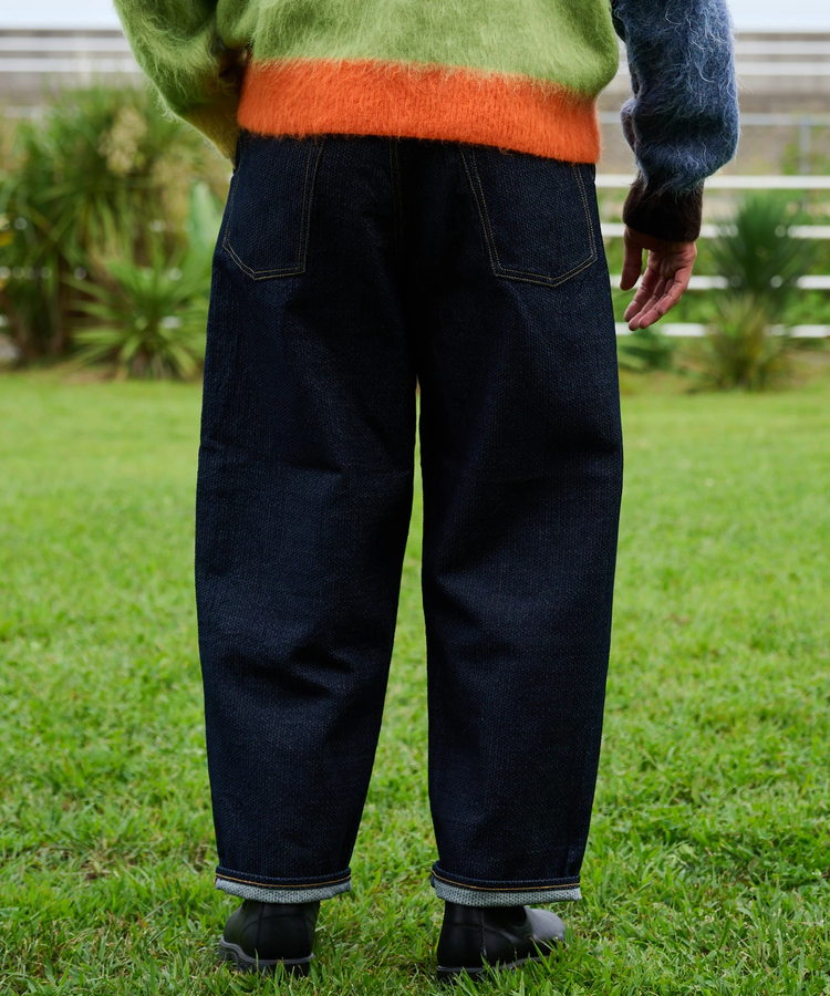 AOZORA BLUE HEAVEN(アオゾラ ブルー ヘヴン) |AOZORA 刺し子DENIM ワイドテーパードパンツ (MENS)