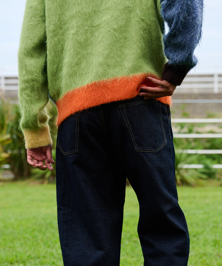 AOZORA BLUE HEAVEN(アオゾラ ブルー ヘヴン) |AOZORA 刺し子DENIM ワイドテーパードパンツ (MENS)