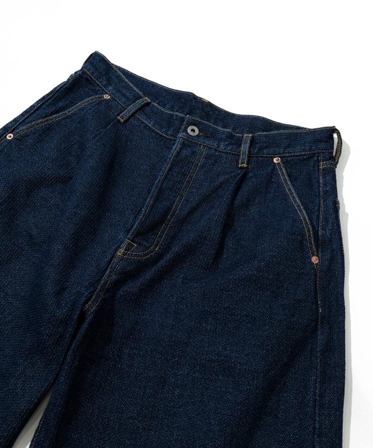 AOZORA BLUE HEAVEN(アオゾラ ブルー ヘヴン) |AOZORA 刺し子DENIM ワイドテーパードパンツ (MENS)