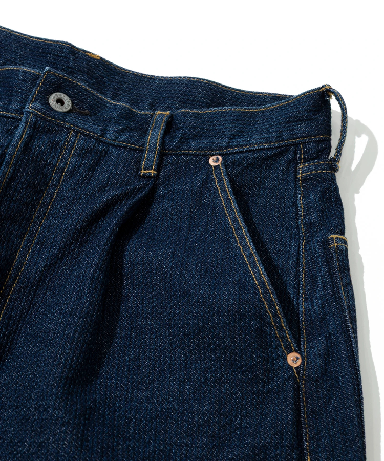 AOZORA BLUE HEAVEN(アオゾラ ブルー ヘヴン) |AOZORA 刺し子DENIM ワイドテーパードパンツ (MENS)