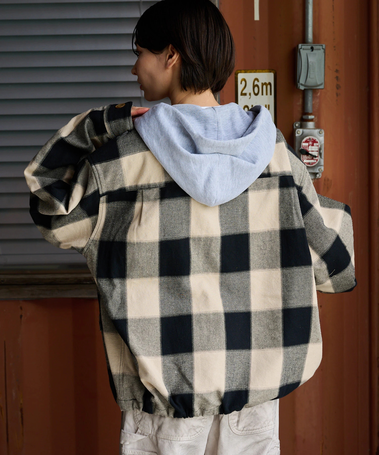 AOZORA BLUE HEAVEN(アオゾラ ブルー ヘヴン) |AOZORA ネルチェックフードシャツ(MENS)
