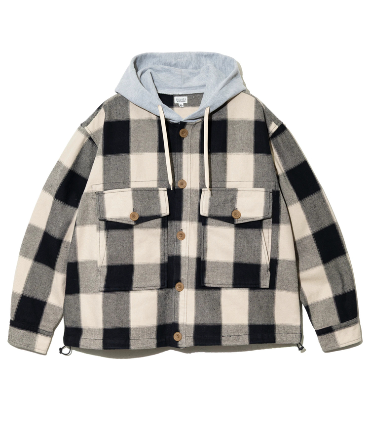 AOZORA BLUE HEAVEN(アオゾラ ブルー ヘヴン) |AOZORA ネルチェックフードシャツ(MENS)