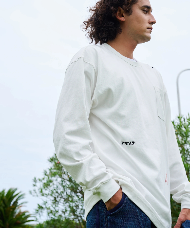 AOZORA BLUE HEAVEN(アオゾラ ブルー ヘヴン) |AOZORA 10s 天竺刺繍ポケットロンTEE(MENS)