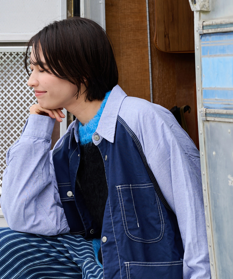 AOZORA BLUE HEAVEN(アオゾラ ブルー ヘヴン) |AOZORA オックスラグランカバーオールシャツ(MENS)