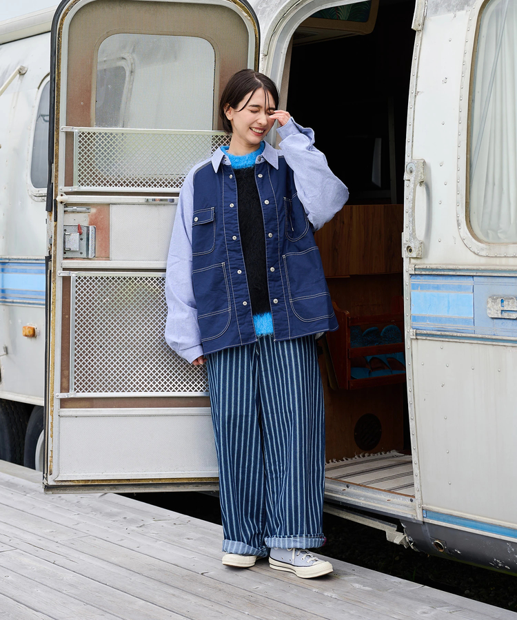 AOZORA BLUE HEAVEN(アオゾラ ブルー ヘヴン) |AOZORA オックスラグランカバーオールシャツ(MENS)