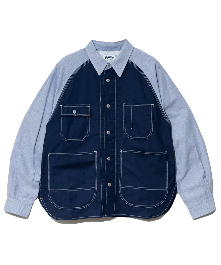 AOZORA BLUE HEAVEN(アオゾラ ブルー ヘヴン) |AOZORA オックスラグランカバーオールシャツ(MENS)