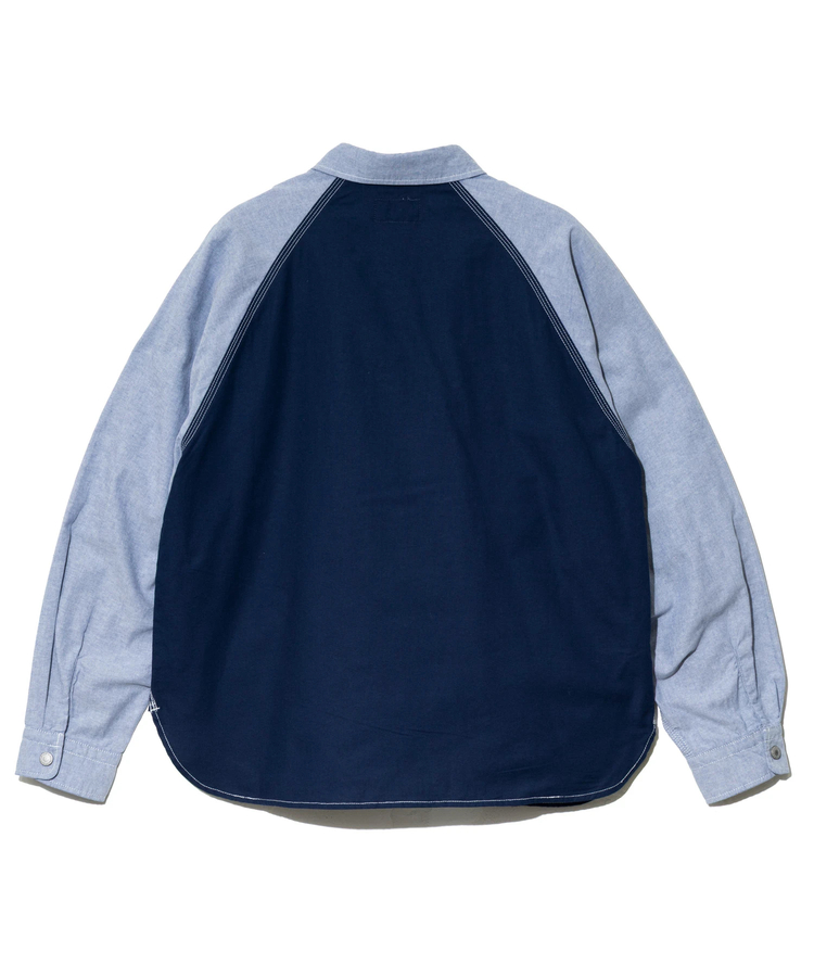 AOZORA BLUE HEAVEN(アオゾラ ブルー ヘヴン) |AOZORA オックスラグランカバーオールシャツ(MENS)