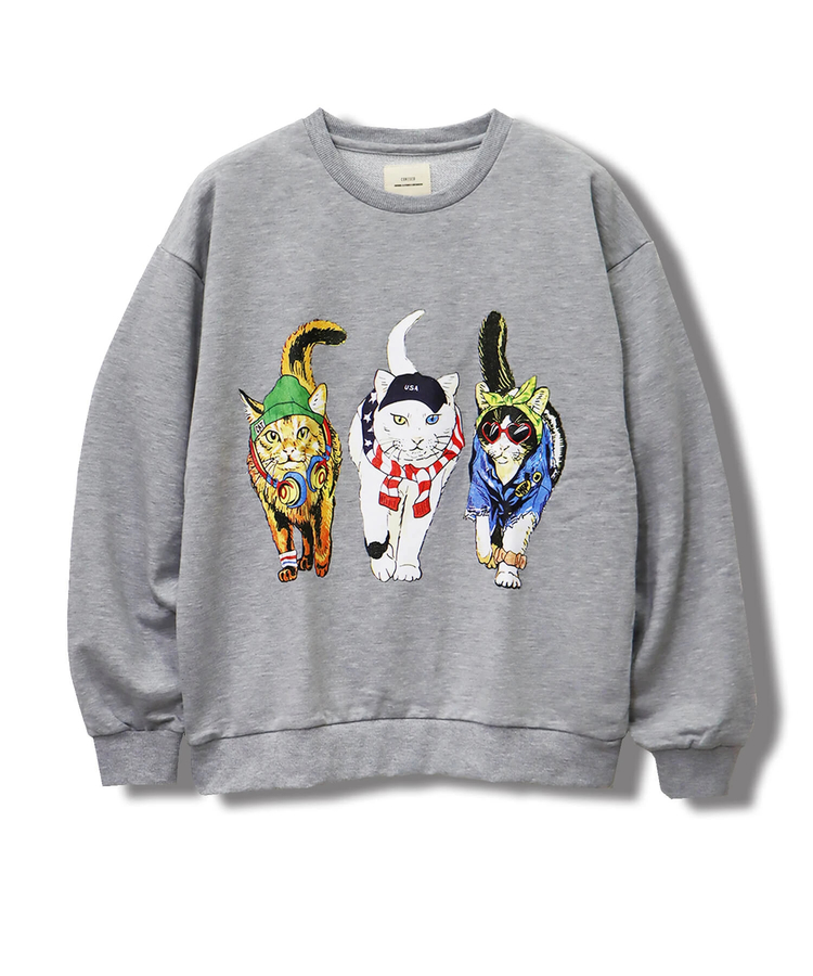 CORISCO(コリスコ) |CORISCO前後犬猫柄裏起毛トレーナー(MENS)(WOMENS)