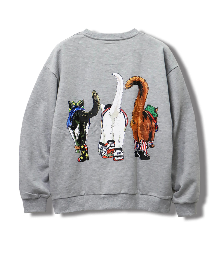 CORISCO前後犬猫柄裏起毛トレーナー(MENS)(WOMENS