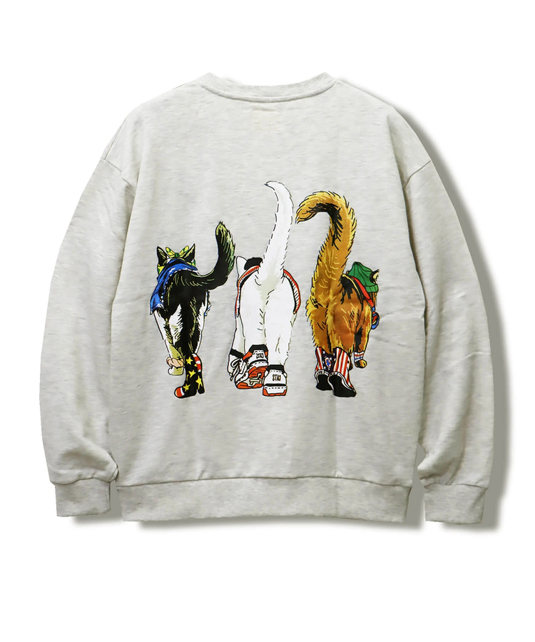 CORISCO(コリスコ) |CORISCO前後犬猫柄裏起毛トレーナー(MENS)(WOMENS)