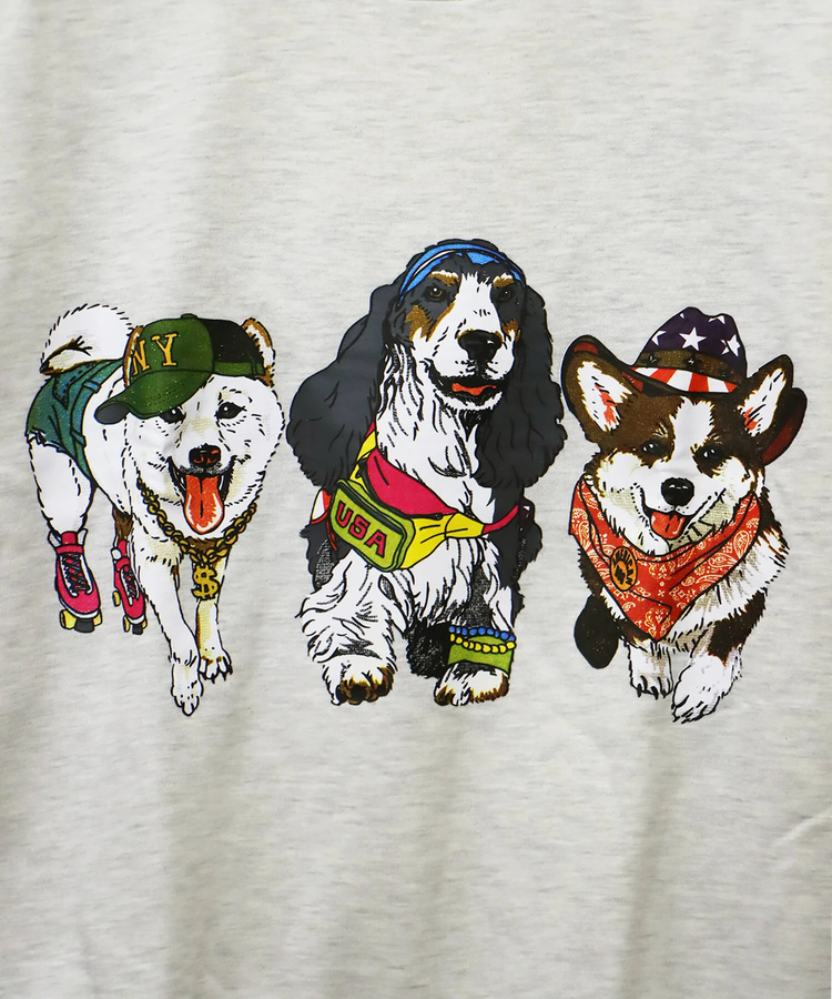 CORISCO(コリスコ) |CORISCO前後犬猫柄裏起毛トレーナー(MENS)(WOMENS)