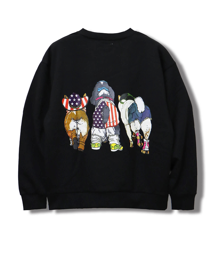 CORISCO(コリスコ) |CORISCO前後犬猫柄裏起毛トレーナー(MENS)(WOMENS)