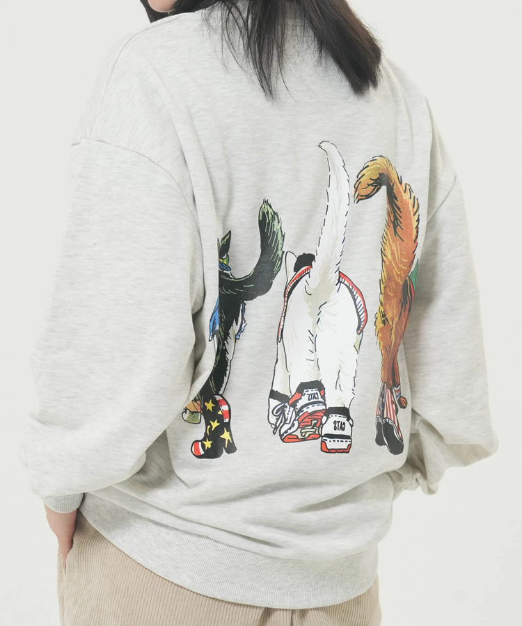 CORISCO(コリスコ) |CORISCO前後犬猫柄裏起毛トレーナー(MENS)(WOMENS)