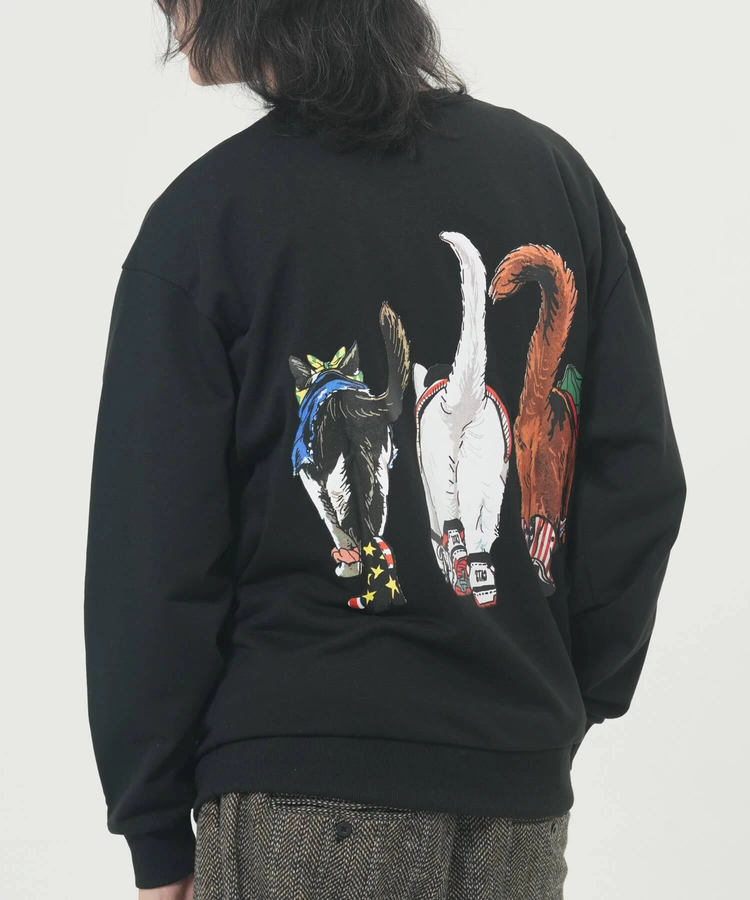 CORISCO(コリスコ) |CORISCO前後犬猫柄裏起毛トレーナー(MENS)(WOMENS)