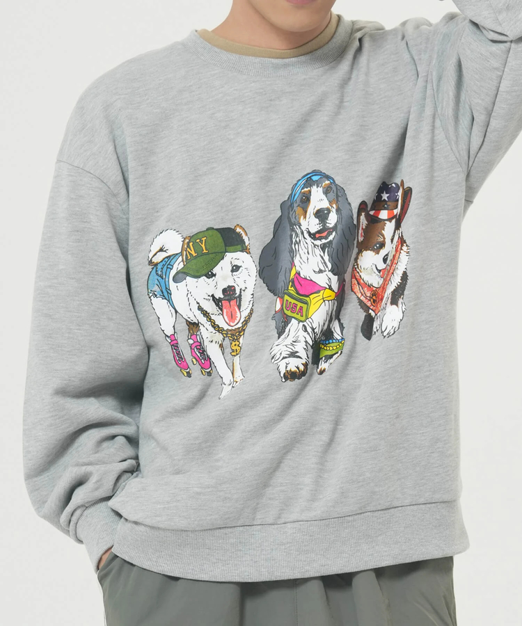 CORISCO(コリスコ) |CORISCO前後犬猫柄裏起毛トレーナー(MENS)(WOMENS)