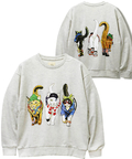 CORISCO(コリスコ) |CORISCO前後犬猫柄裏毛クルートレーナー(MENS)(WOMENS)