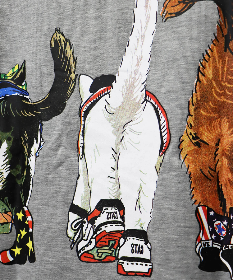 CORISCO(コリスコ) |CORISCO前後犬猫柄裏毛クルートレーナー(MENS)(WOMENS)