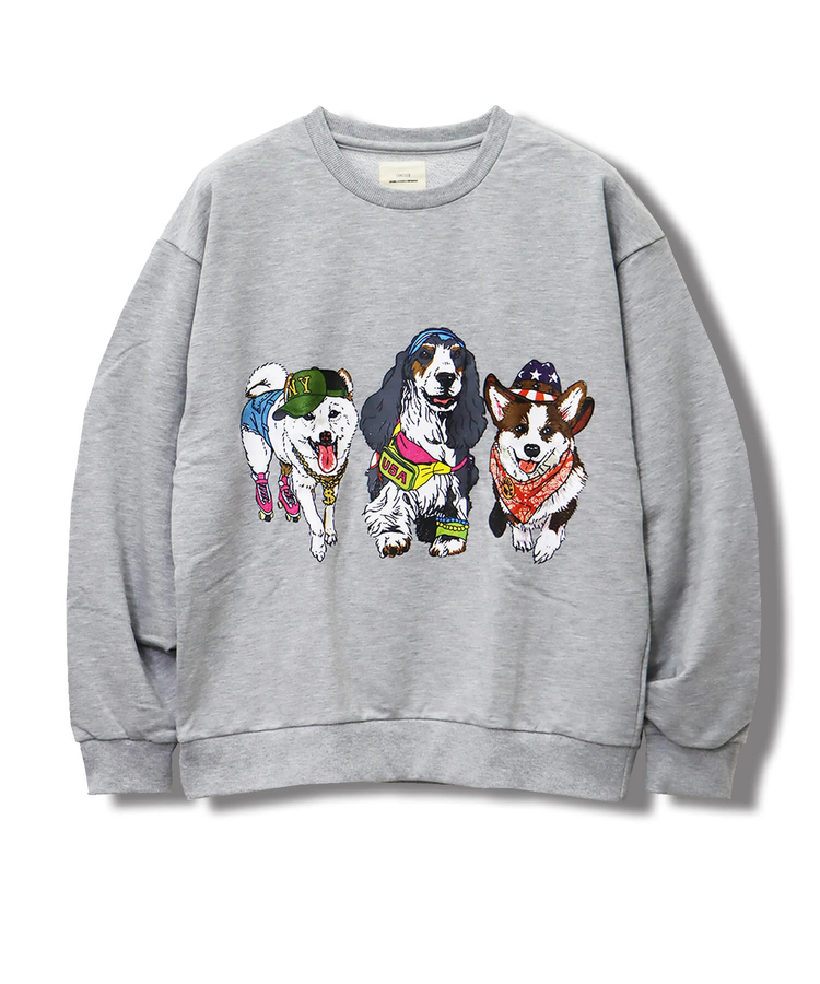 CORISCO(コリスコ) |CORISCO前後犬猫柄裏毛クルートレーナー(MENS)(WOMENS)