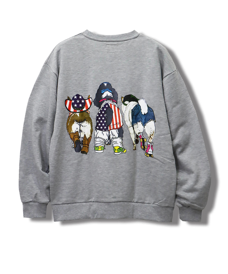 CORISCO(コリスコ) |CORISCO前後犬猫柄裏毛クルートレーナー(MENS)(WOMENS)