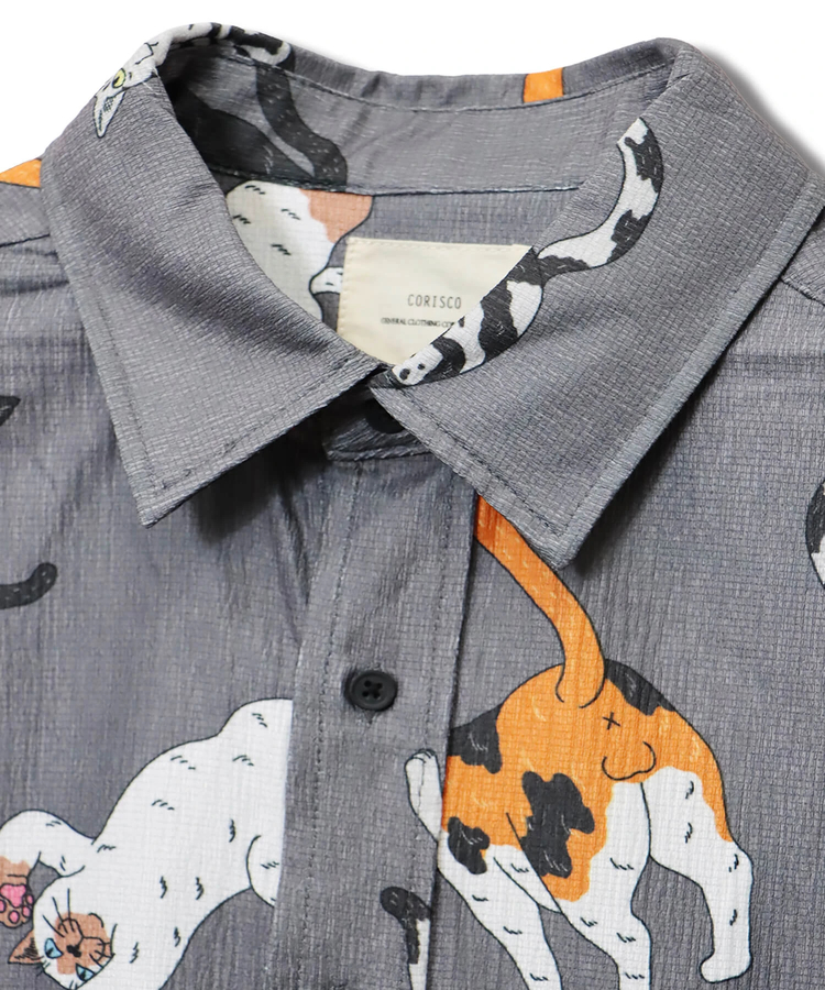 CORISCO(コリスコ) |CORISCOカットサッカー総柄プリント半袖シャツ(MENS)(WOMENS)