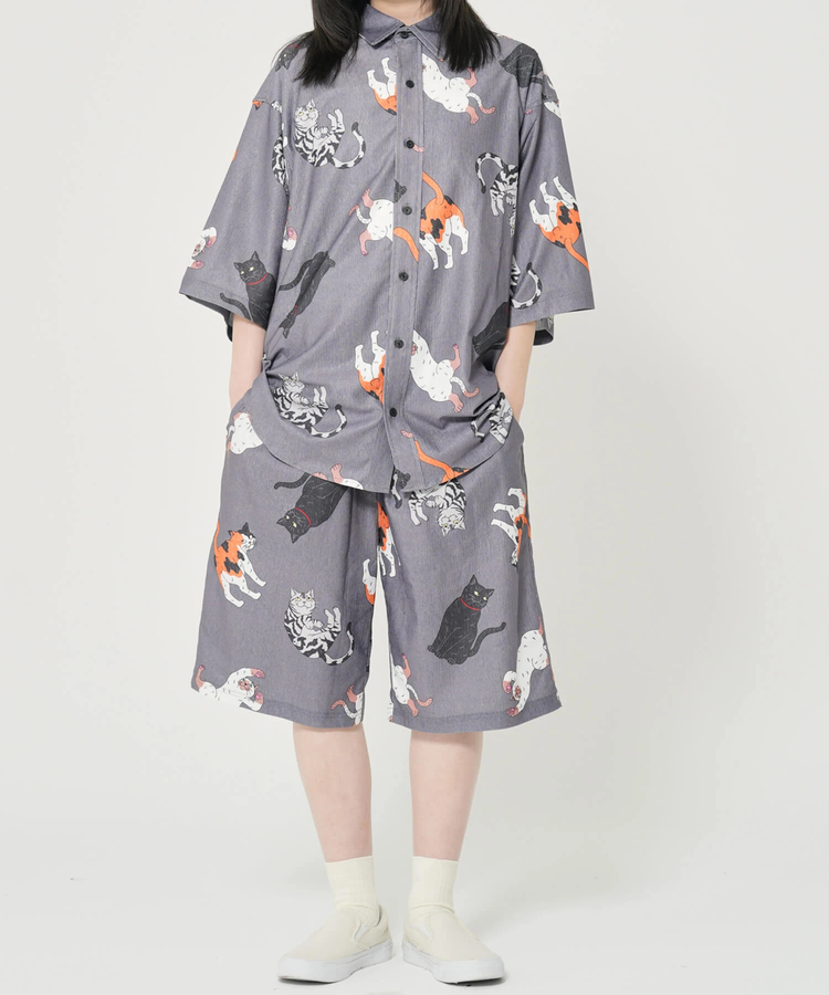 CORISCO(コリスコ) |CORISCOカットサッカー総柄プリント半袖シャツ(MENS)(WOMENS)