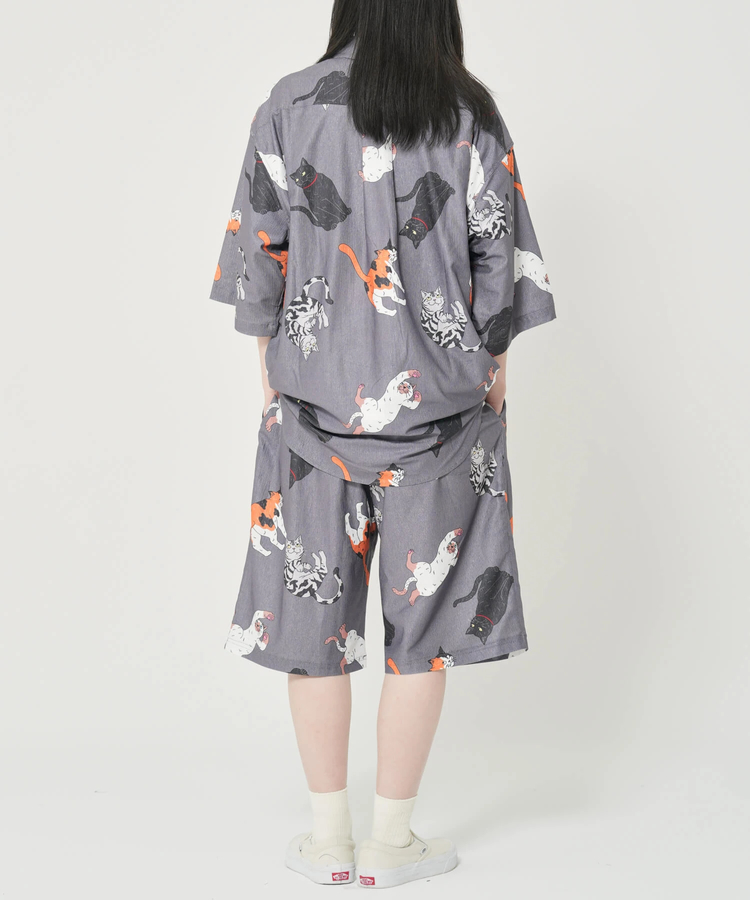 CORISCO(コリスコ) |CORISCOカットサッカー総柄プリント半袖シャツ(MENS)(WOMENS)