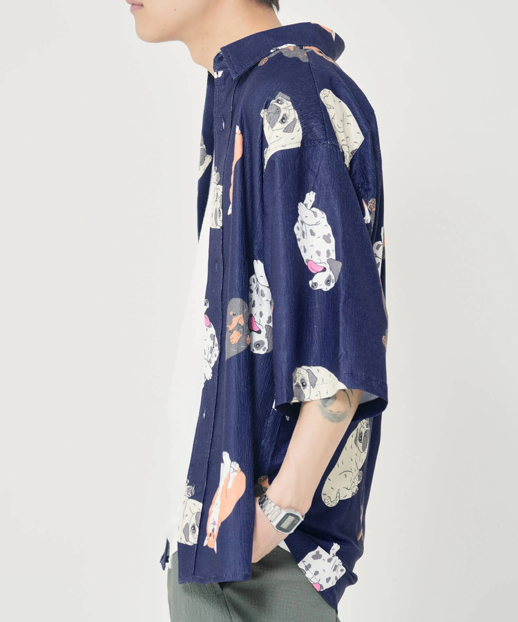 CORISCO(コリスコ) |CORISCOカットサッカー総柄プリント半袖シャツ(MENS)(WOMENS)