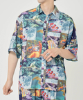 CORISCO(コリスコ) |CORISCOカットサッカー総柄プリント半袖シャツ(MENS)(WOMENS)