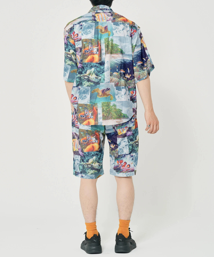 CORISCO(コリスコ) |CORISCOカットサッカー総柄プリント半袖シャツ(MENS)(WOMENS)