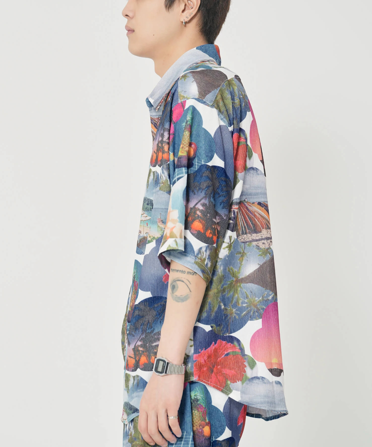 CORISCO(コリスコ) |CORISCOカットサッカー総柄プリント半袖シャツ(MENS)(WOMENS)