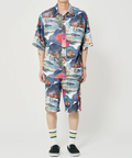 CORISCO(コリスコ) |CORISCOカットサッカー総柄プリント半袖シャツ(MENS)(WOMENS)