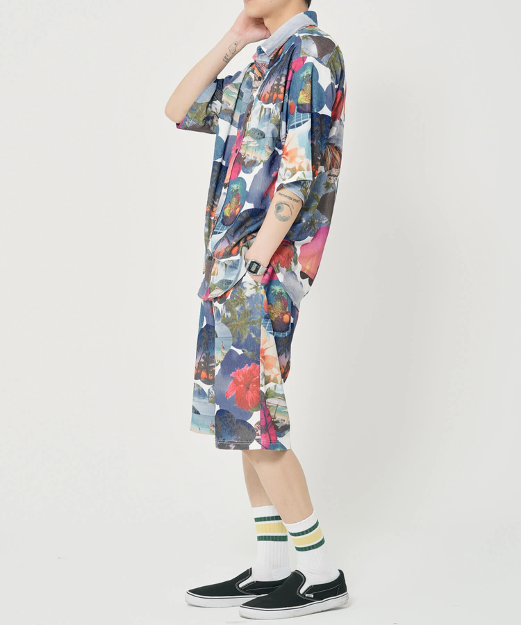 CORISCO(コリスコ) |CORISCOカットサッカー総柄プリント半袖シャツ(MENS)(WOMENS)