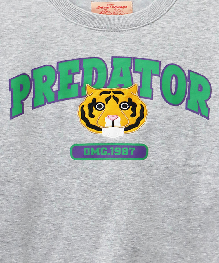 CORISCO(コリスコ) |裏起毛カレッジワッペンアニマル柄トレーナー（MENS/WOMENS)