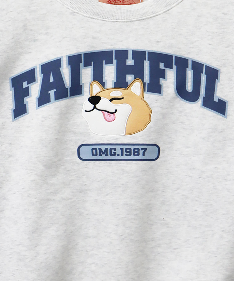 CORISCO(コリスコ) |裏起毛カレッジワッペンアニマル柄トレーナー（MENS/WOMENS)