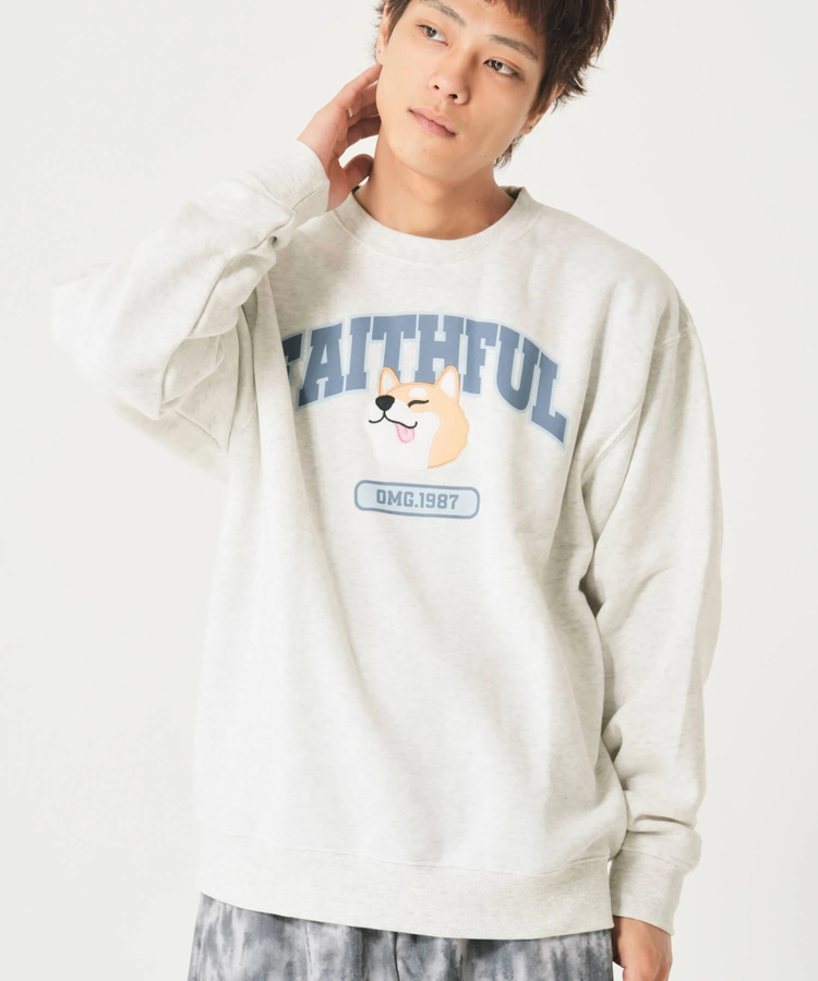 CORISCO(コリスコ) |裏起毛カレッジワッペンアニマル柄トレーナー（MENS/WOMENS)