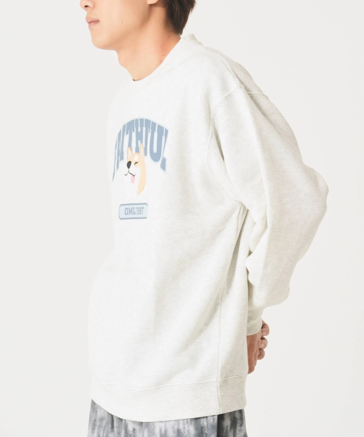 CORISCO(コリスコ) |裏起毛カレッジワッペンアニマル柄トレーナー（MENS/WOMENS)