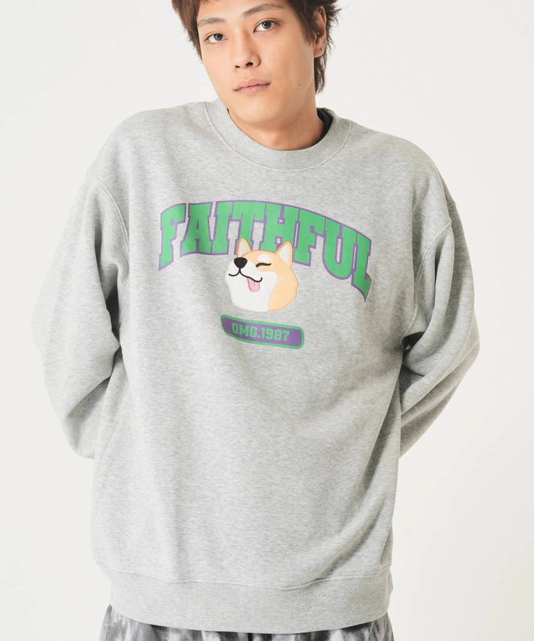 CORISCO(コリスコ) |裏起毛カレッジワッペンアニマル柄トレーナー（MENS/WOMENS)