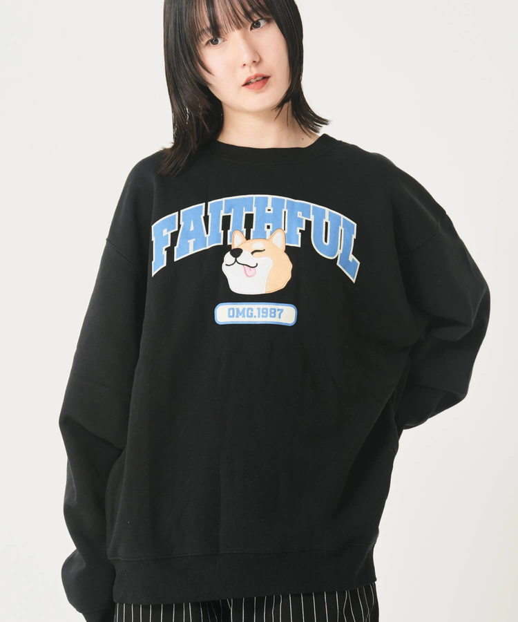 CORISCO(コリスコ) |裏起毛カレッジワッペンアニマル柄トレーナー（MENS/WOMENS)