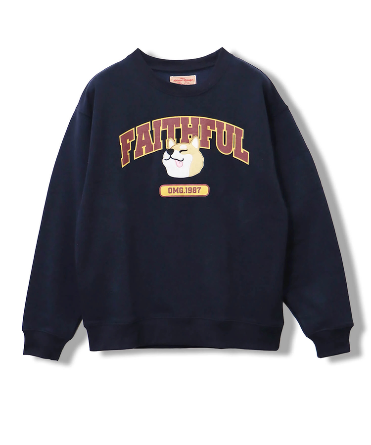 CORISCO(コリスコ) |裏起毛カレッジワッペンアニマル柄トレーナー（MENS/WOMENS)