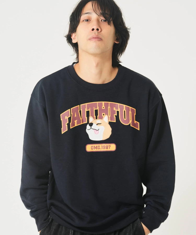 CORISCO(コリスコ) |裏起毛カレッジワッペンアニマル柄トレーナー（MENS/WOMENS)