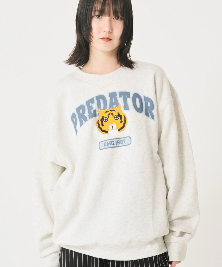 CORISCO(コリスコ) |裏起毛カレッジワッペンアニマル柄トレーナー（MENS/WOMENS)