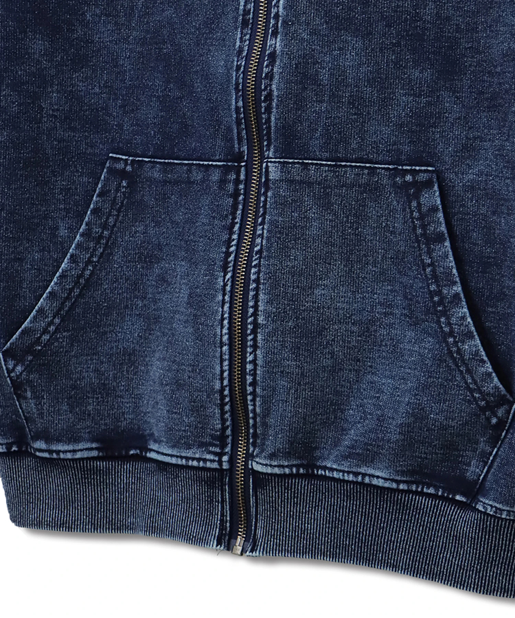 CORISCO(コリスコ) |カットデニムケミカル加工ジップパーカー(MENS/WOMENS)