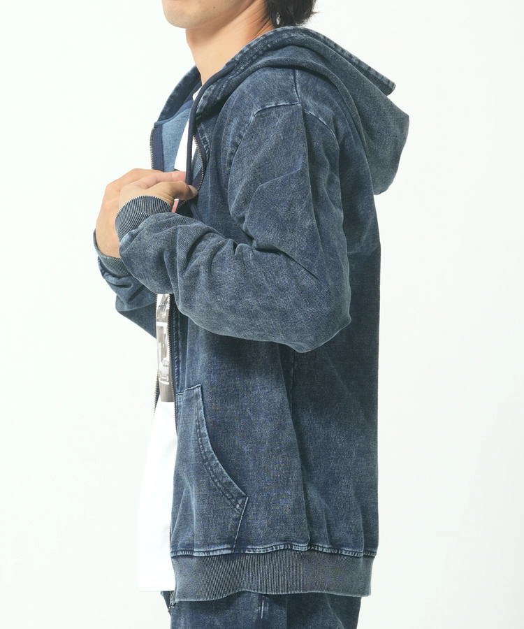 CORISCO(コリスコ) |カットデニムケミカル加工ジップパーカー(MENS/WOMENS)