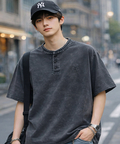 CORISCO(コリスコ) |CORISCOスノーウォッシュワンポイント刺繍ヘンリーTEE(MENS/WOMENS)