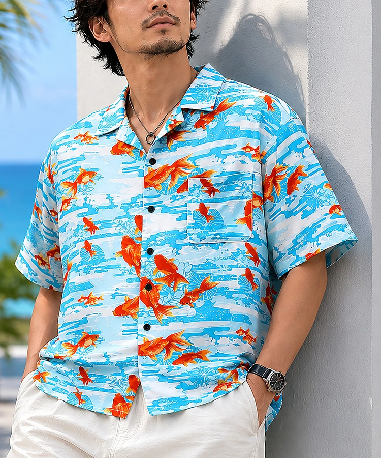 CORISCO(コリスコ) |CORISCOレーヨン総柄半袖オープンシャツ(MENS/WOMENS)