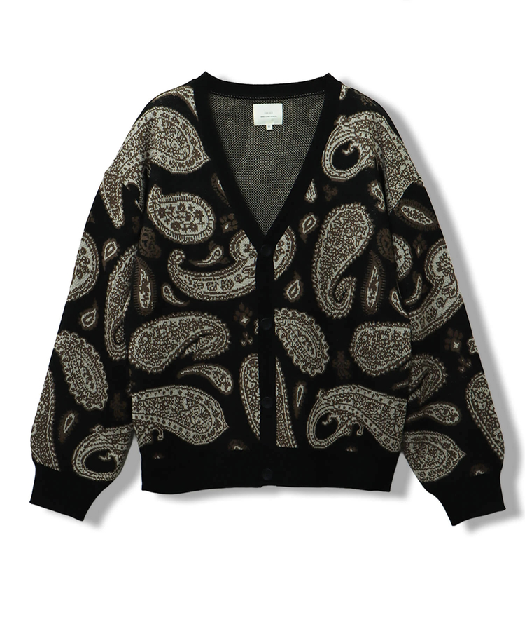 needles charcoal別注 シアー ペイズリー柄 カーディガン XL CORISCOペイズリー柄ジャガードニットカーディガン(MENS/WOMENS